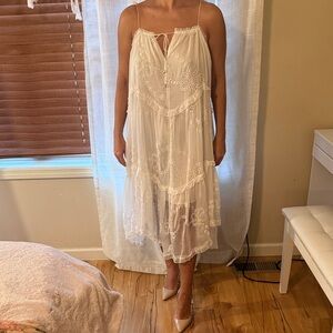 Boho White Embroidered Dress. Zimmerman inspired